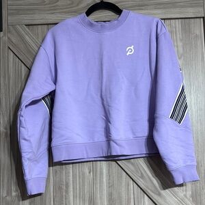 Peloton Lavender Crewneck with Striped Sleeves